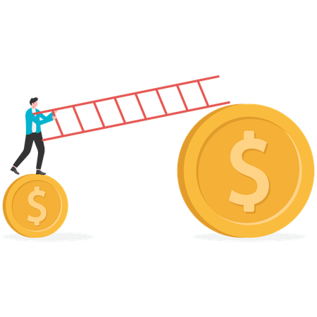 Geschäftsmann klettert Unternehmensfinanzierung  Illustration