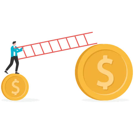 Geschäftsmann klettert Unternehmensfinanzierung  Illustration