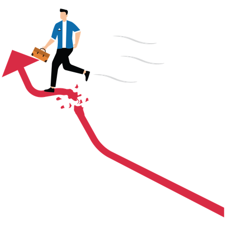 Geschäftsmann läuft auf Karriereweg ohne Weg zurück  Illustration