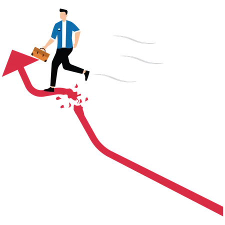 Geschäftsmann läuft auf Karriereweg ohne Weg zurück  Illustration