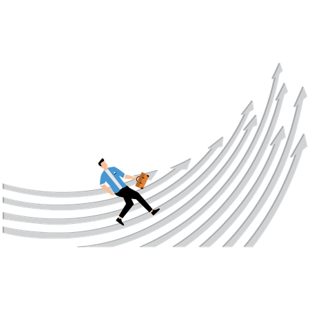 Geschäftsmann läuft die Pfeile hoch  Illustration