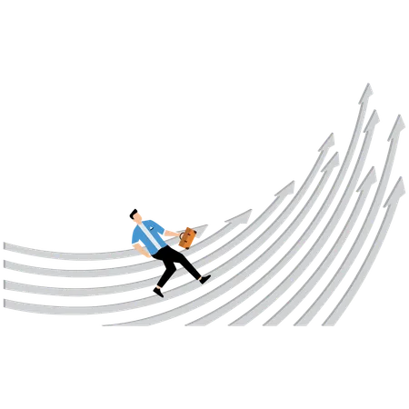 Geschäftsmann läuft die Pfeile hoch  Illustration