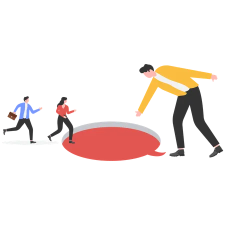 Geschäftsmann tappt in eine Falle  Illustration