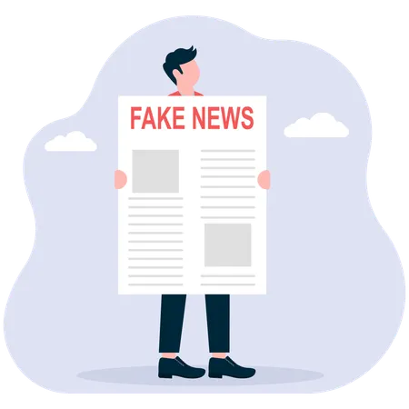 Geschäftsmann liest Fake News  Illustration