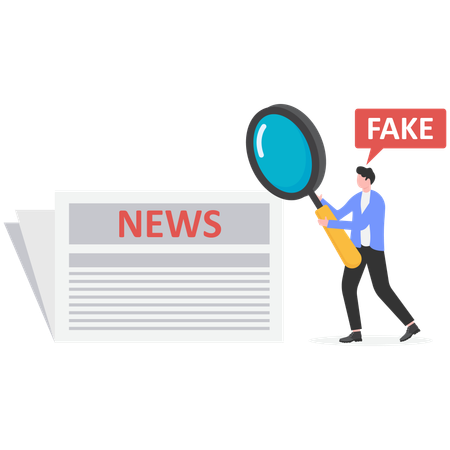 Geschäftsmann liest Fake News  Illustration