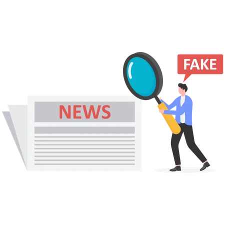 Geschäftsmann liest Fake News  Illustration