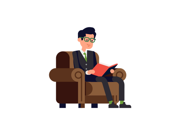 Geschäftsmann liest Magazin  Illustration