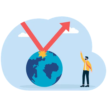 Geschäftsmann löst globale Krise  Illustration