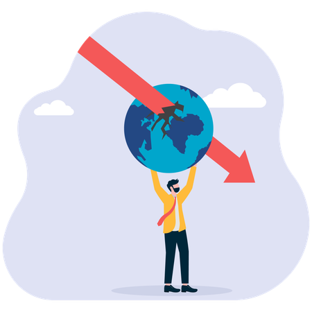 Geschäftsmann löst globale Krise  Illustration