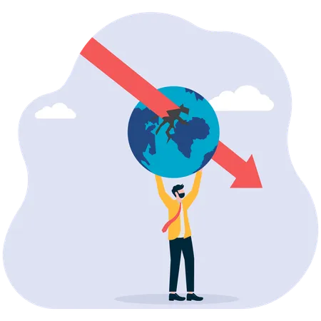 Geschäftsmann löst globale Krise  Illustration