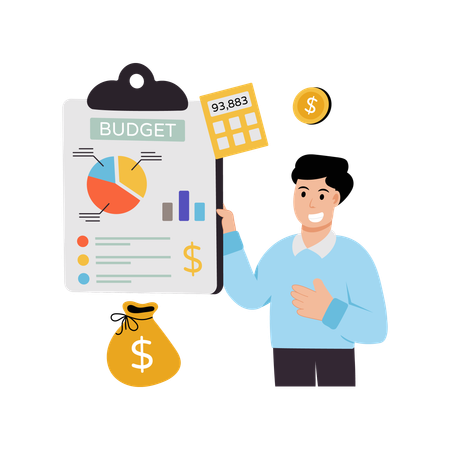 Geschäftsmann macht Budgetanalyse  Illustration