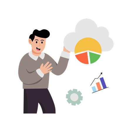 Geschäftsmann macht Cloud-Analyse  Illustration