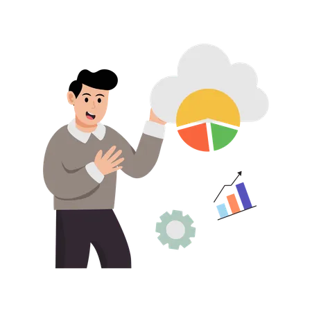 Geschäftsmann macht Cloud-Analyse  Illustration