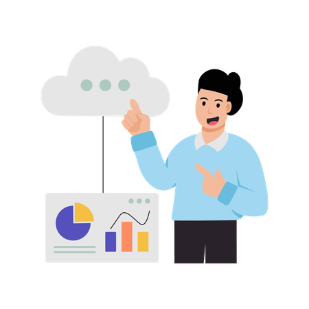 Geschäftsmann macht Cloud-Analyse  Illustration