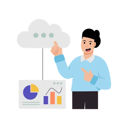 Geschäftsmann macht Cloud-Analyse  Illustration