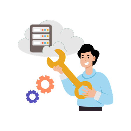 Geschäftsmann macht Cloud-Management  Illustration