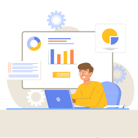 Geschäftsmann macht Datenanalyse  Illustration