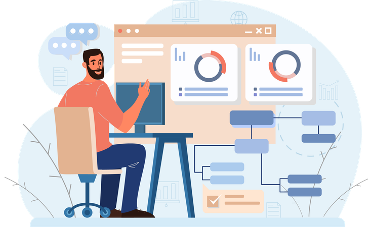 Geschäftsmann macht Datenanalyse  Illustration