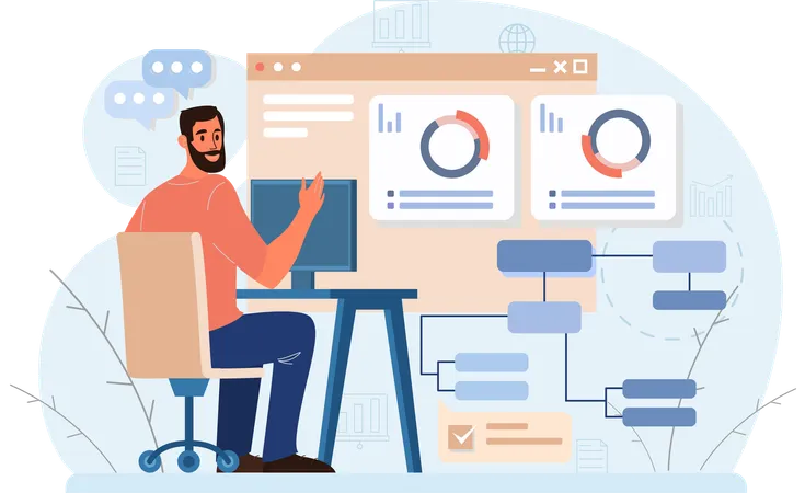 Geschäftsmann macht Datenanalyse  Illustration