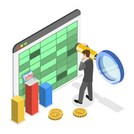 Geschäftsmann macht Datenanalyse  Illustration