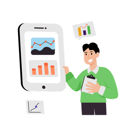 Geschäftsmann macht Datenanalyse  Illustration