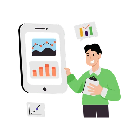 Geschäftsmann macht Datenanalyse  Illustration