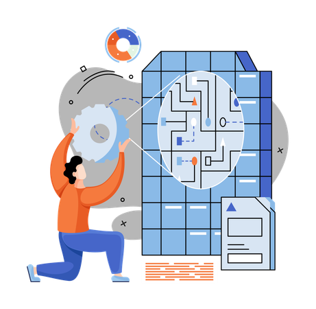 Geschäftsmann macht Datenanalyse  Illustration