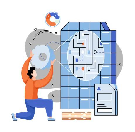 Geschäftsmann macht Datenanalyse  Illustration