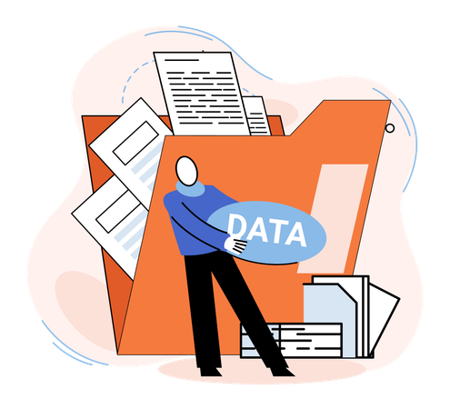 Geschäftsmann macht Datenanalyse  Illustration