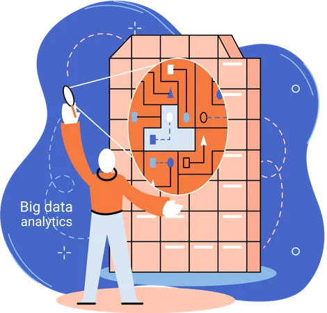 Geschäftsmann macht Datenanalyse  Illustration