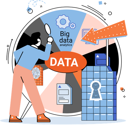 Geschäftsmann macht Datenanalyse  Illustration