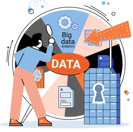 Geschäftsmann macht Datenanalyse  Illustration