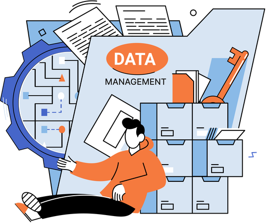 Geschäftsmann macht Datenanalyse  Illustration