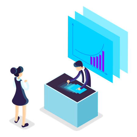 Geschäftsmann macht Datenanalyse  Illustration