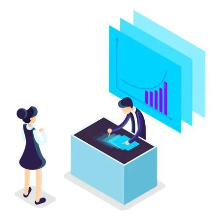 Geschäftsmann macht Datenanalyse  Illustration