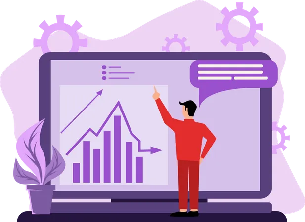 Geschäftsmann macht Datenanalyse  Illustration