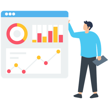 Geschäftsmann macht Datenanalyse  Illustration