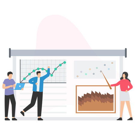 Geschäftsmann macht Datenmanagement  Illustration