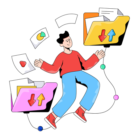 Geschäftsmann macht Datenübertragung  Illustration