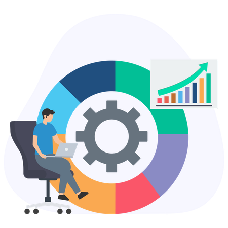 Geschäftsmann macht Datenverarbeitung  Illustration