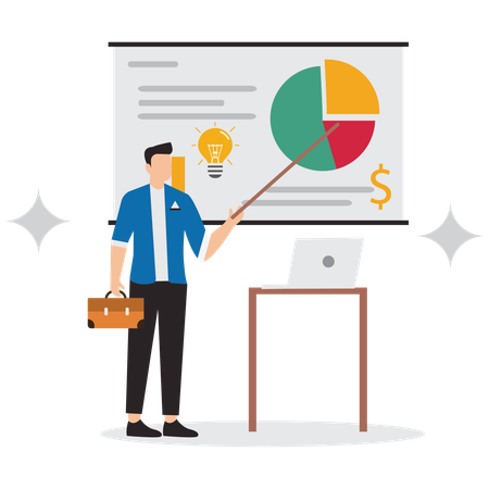 Geschäftsmann macht Diagrammanalyse  Illustration