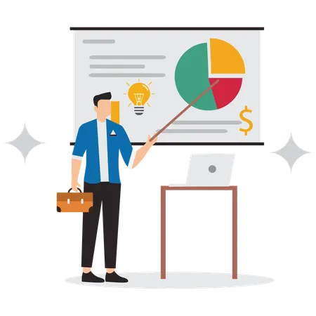 Geschäftsmann macht Diagrammanalyse  Illustration