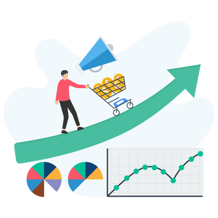 Geschäftsmann macht digitales Marketing  Illustration