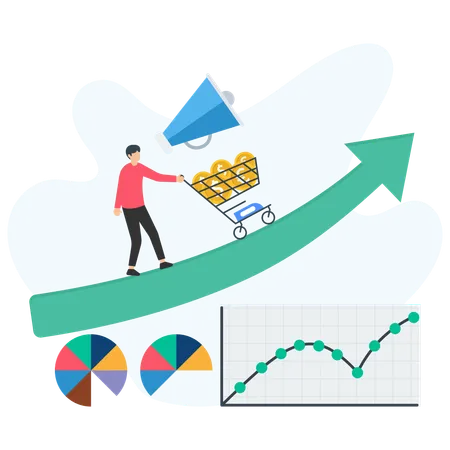 Geschäftsmann macht digitales Marketing  Illustration