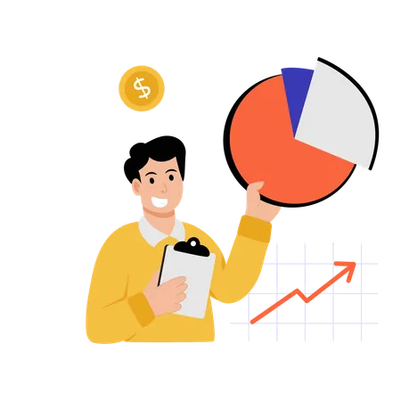 Geschäftsmann macht Budgetanalyse  Illustration