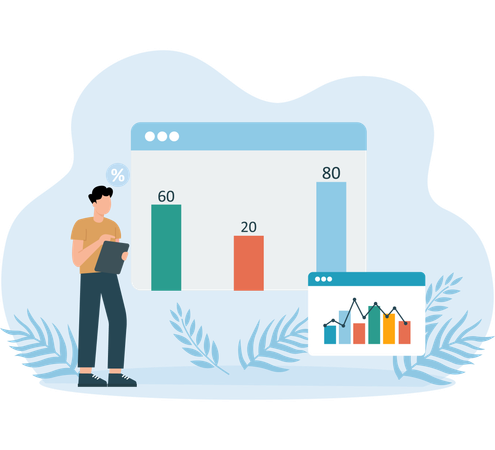 Geschäftsmann macht Diagrammanalyse  Illustration