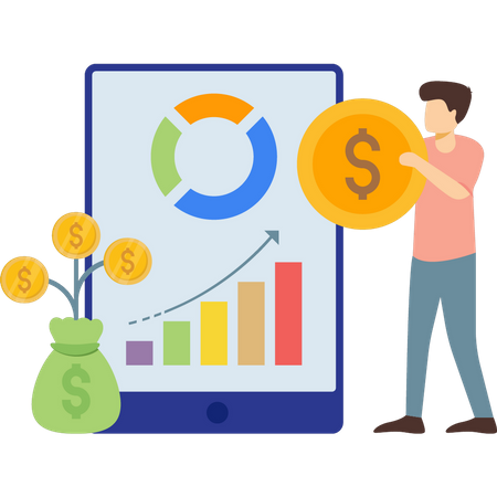 Geschäftsmann macht Investitionsanalyse  Illustration