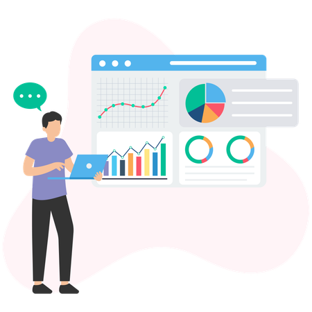 Geschäftsmann macht Finanzanalysen  Illustration