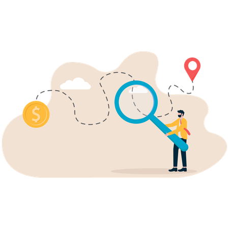 Geschäftsmann macht Finanznavigation  Illustration