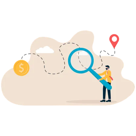 Geschäftsmann macht Finanznavigation  Illustration